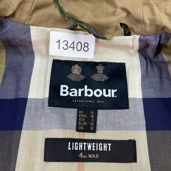 Barbour Durham Wax Lightweight 4 oz Waxed Cotton Green Womens Jacket Size US 8 - Picture 12 of 16